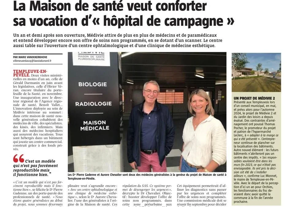 La Maison de santé MEDIVIE veut conforter sa vocation d&rsquo;« hôpital de campagne »